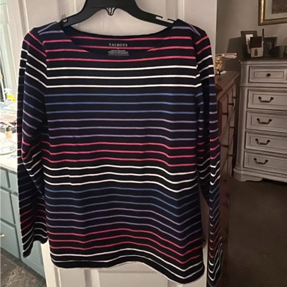 Talbots Women's Striped Long Sleeve Top - Multicolor SZ S - Picture 1 of 3